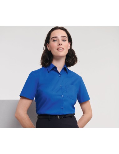 R-R-935F-0-Ladies Short Sleeve Poly-Cotton Easy Care Poplin Shirt